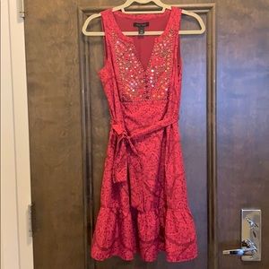 Pink Beaded White House Black Market Dress